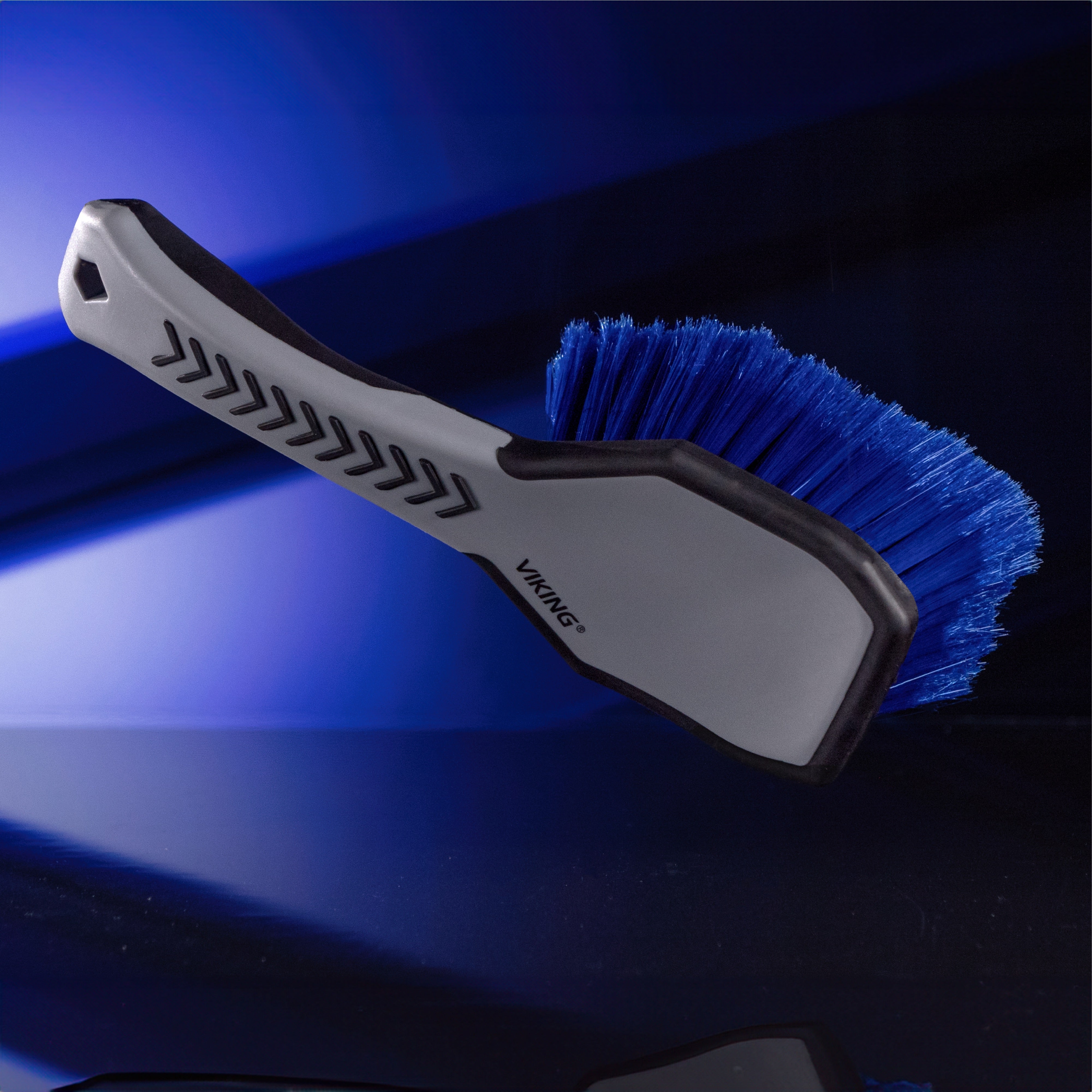 wheel face brush on blue background