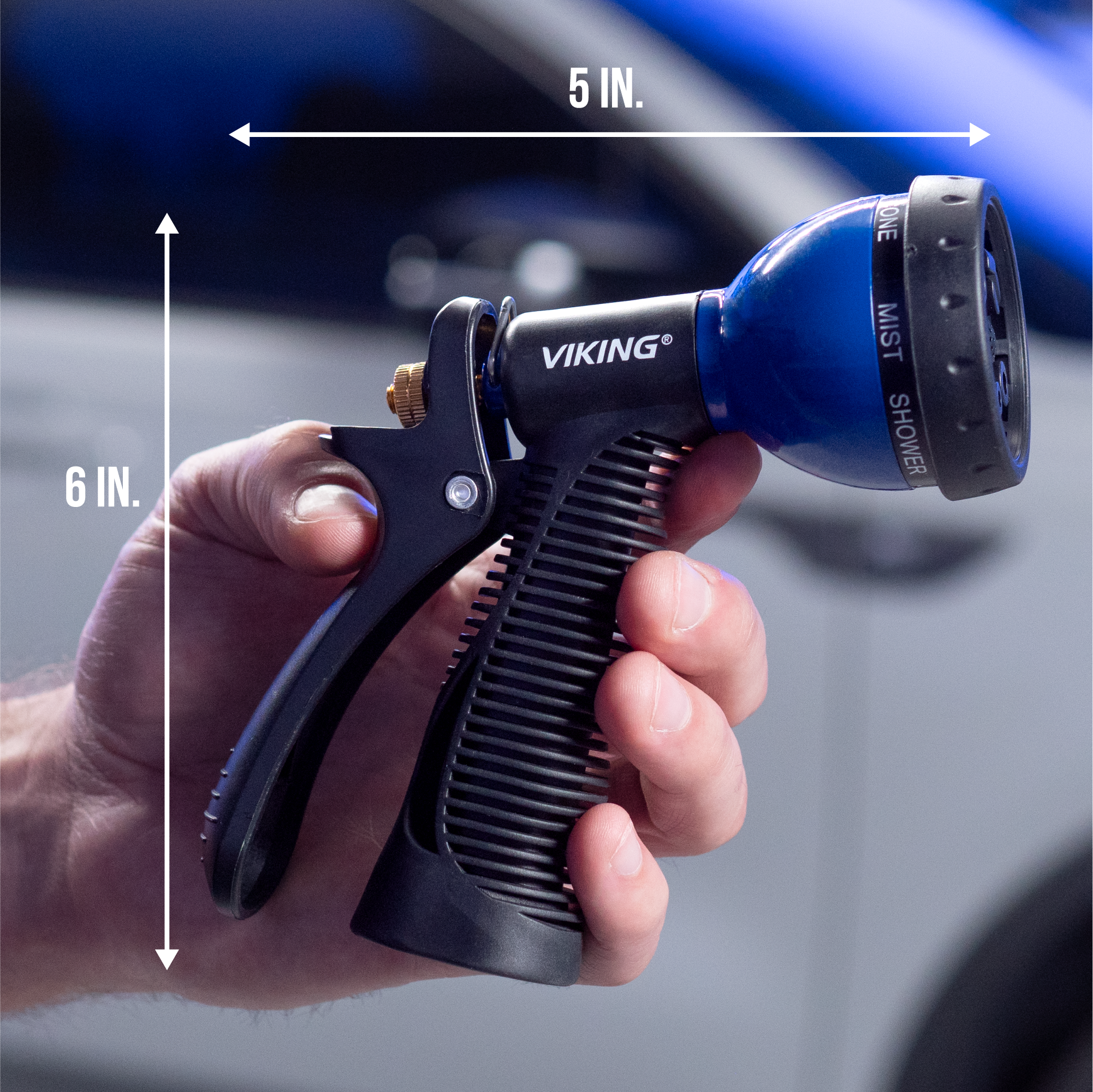 8 way spray nozzle showing 5 inches by 6 inches dimensions